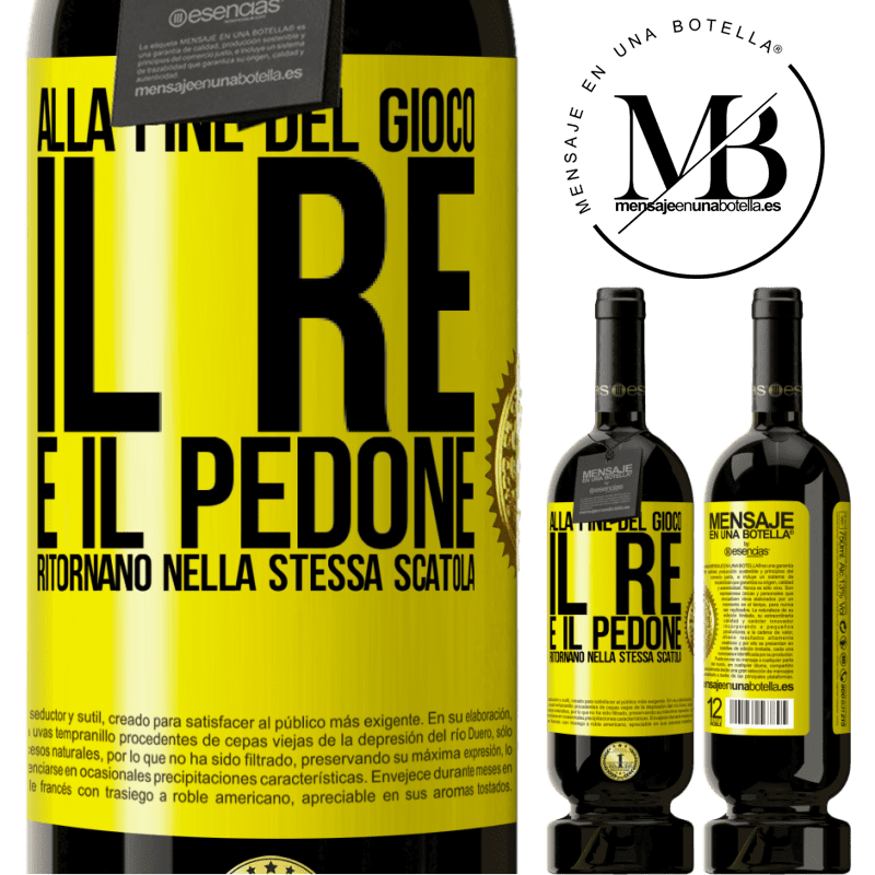 49,95 € Spedizione Gratuita | Vino rosso Edizione Premium MBS® Riserva Alla fine del gioco, il re e il pedone ritornano nella stessa scatola Etichetta Gialla. Etichetta personalizzabile Riserva 12 Mesi Raccogliere 2014 Tempranillo