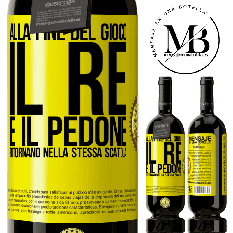 49,95 € Spedizione Gratuita | Vino rosso Edizione Premium MBS® Riserva Alla fine del gioco, il re e il pedone ritornano nella stessa scatola Etichetta Gialla. Etichetta personalizzabile Riserva 12 Mesi Raccogliere 2016 Tempranillo