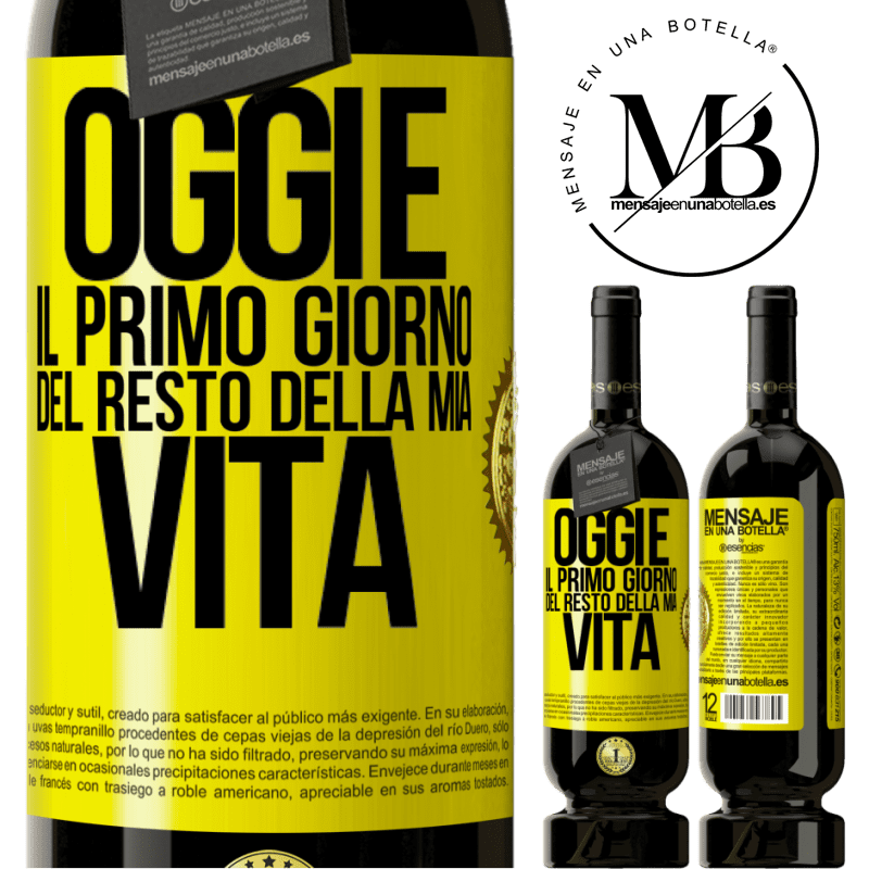 49,95 € Spedizione Gratuita | Vino rosso Edizione Premium MBS® Riserva Oggi è il primo giorno del resto della mia vita Etichetta Gialla. Etichetta personalizzabile Riserva 12 Mesi Raccogliere 2014 Tempranillo