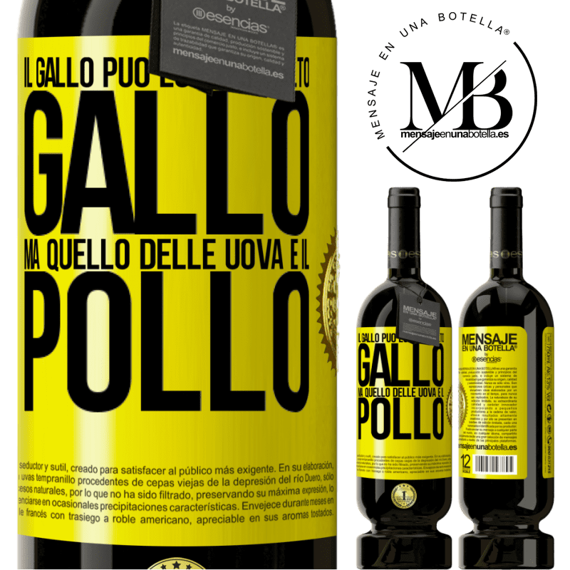 49,95 € Spedizione Gratuita | Vino rosso Edizione Premium MBS® Riserva Il gallo può essere molto gallo, ma quello delle uova è il pollo Etichetta Gialla. Etichetta personalizzabile Riserva 12 Mesi Raccogliere 2015 Tempranillo