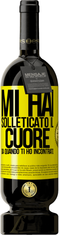 49,95 € Spedizione Gratuita | Vino rosso Edizione Premium MBS® Riserva Mi hai solleticato il cuore da quando ti ho incontrato Etichetta Gialla. Etichetta personalizzabile Riserva 12 Mesi Raccogliere 2016 Tempranillo