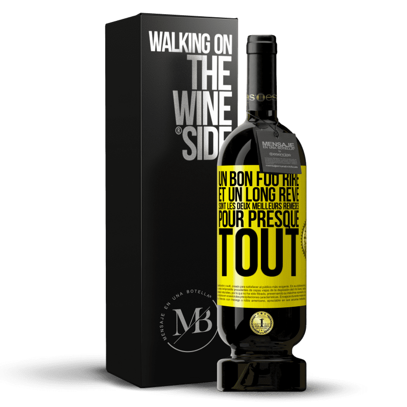 49,95 € Envoi gratuit | Vin rouge Édition Premium MBS® Réserve Un bon fou rire et un long rêve sont les deux meilleurs remèdes pour presque tout Étiquette Jaune. Étiquette personnalisable Réserve 12 Mois Récolte 2015 Tempranillo