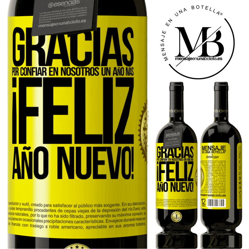 49,95 € Envío gratis | Vino Tinto Edición Premium MBS® Reserva Gracias por confiar en nosotros un año más. Feliz Año Nuevo Etiqueta Amarilla. Etiqueta personalizable Reserva 12 Meses Cosecha 2014 Tempranillo