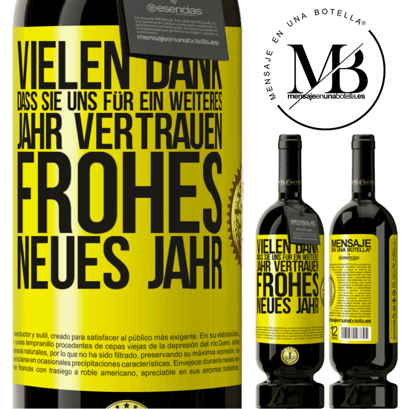 49,95 € Kostenloser Versand | Rotwein Premium Ausgabe MBS® Reserve Vielen Dank, dass Sie uns ein weiteres Jahr vertrauen. Frohes neues Jahr Gelbes Etikett. Anpassbares Etikett Reserve 12 Monate Ernte 2014 Tempranillo