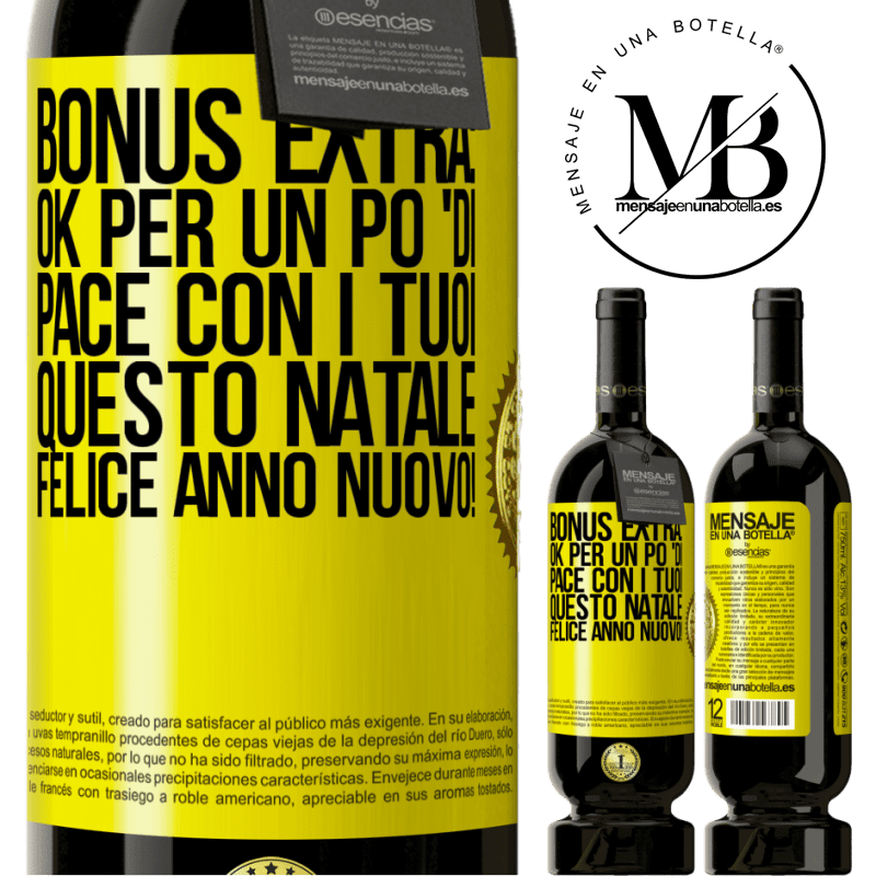 49,95 € Spedizione Gratuita | Vino rosso Edizione Premium MBS® Riserva Bonus extra: Ok per un po 'di pace con i tuoi questo Natale. Felice anno nuovo! Etichetta Gialla. Etichetta personalizzabile Riserva 12 Mesi Raccogliere 2015 Tempranillo