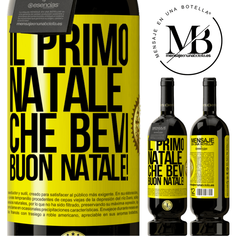 49,95 € Spedizione Gratuita | Vino rosso Edizione Premium MBS® Riserva Il primo Natale che bevi. Buon natale! Etichetta Gialla. Etichetta personalizzabile Riserva 12 Mesi Raccogliere 2014 Tempranillo