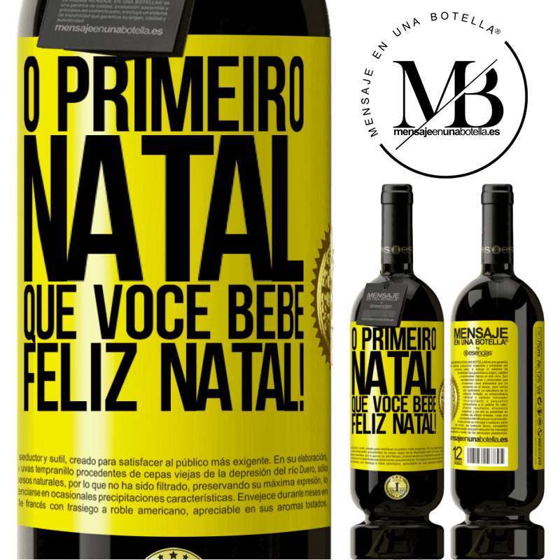 49,95 € Envio grátis | Vinho tinto Edição Premium MBS® Reserva O primeiro Natal que você bebe. Feliz Natal! Etiqueta Amarela. Etiqueta personalizável Reserva 12 Meses Colheita 2014 Tempranillo