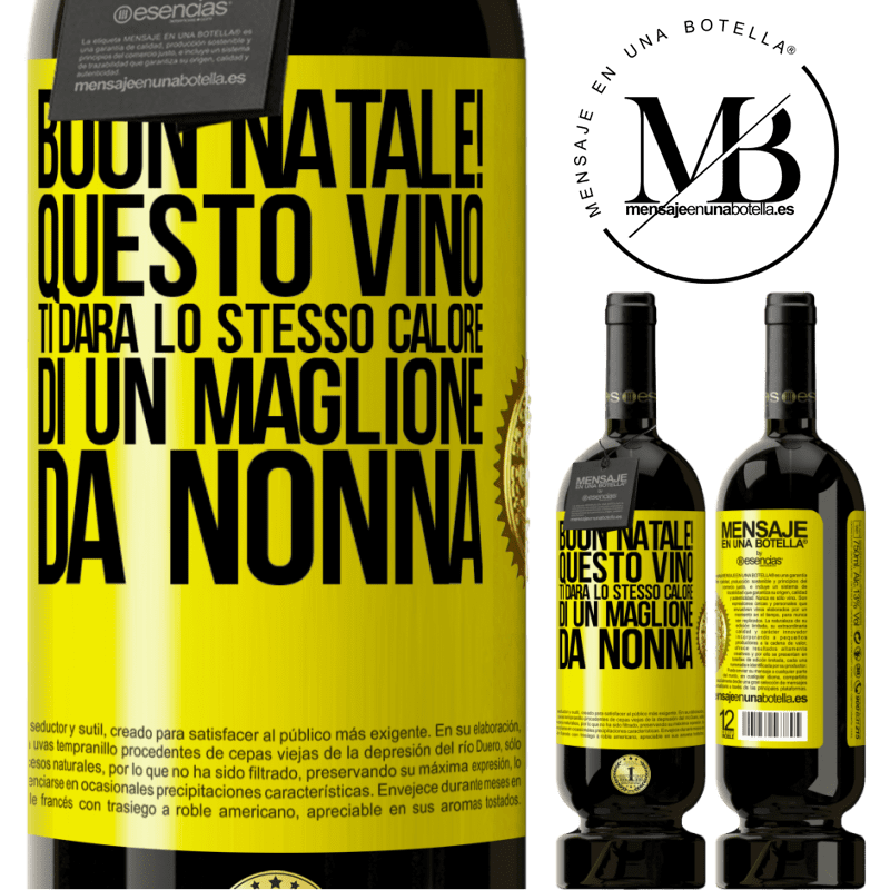 49,95 € Spedizione Gratuita | Vino rosso Edizione Premium MBS® Riserva Buon natale! Questo vino ti darà lo stesso calore di un maglione da nonna Etichetta Gialla. Etichetta personalizzabile Riserva 12 Mesi Raccogliere 2016 Tempranillo