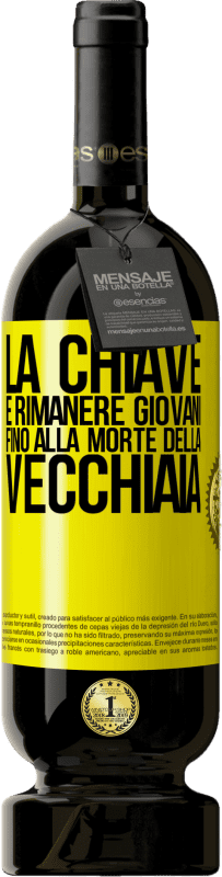 Spedizione Gratuita | Vino rosso Edizione Premium MBS® Riserva La chiave è rimanere giovani fino alla morte della vecchiaia Etichetta Gialla. Etichetta personalizzabile Riserva 12 Mesi Raccogliere 2014 Tempranillo