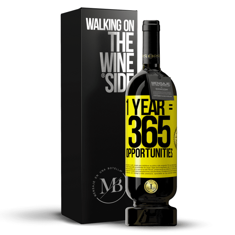 49,95 € Free Shipping | Red Wine Premium Edition MBS® Reserve 1 year 365 opportunities Yellow Label. Customizable label Reserve 12 Months Harvest 2015 Tempranillo