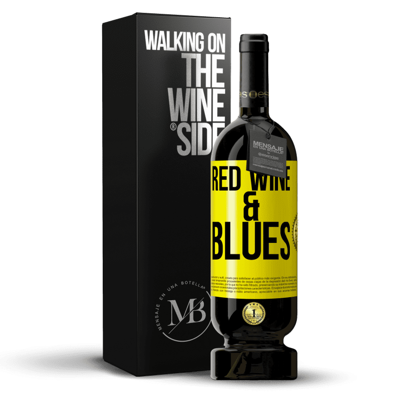 49,95 € Spedizione Gratuita | Vino rosso Edizione Premium MBS® Riserva Red wine & Blues Etichetta Gialla. Etichetta personalizzabile Riserva 12 Mesi Raccogliere 2015 Tempranillo