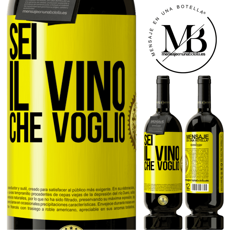 49,95 € Spedizione Gratuita | Vino rosso Edizione Premium MBS® Riserva Sei il vino che voglio Etichetta Gialla. Etichetta personalizzabile Riserva 12 Mesi Raccogliere 2014 Tempranillo