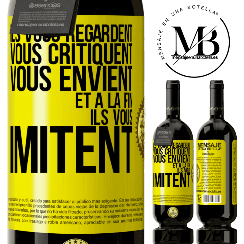 49,95 € Envoi gratuit | Vin rouge Édition Premium MBS® Réserve Ils vous regardent, vous critiquent vous envient... et à la fin ils vous imitent Étiquette Jaune. Étiquette personnalisable Réserve 12 Mois Récolte 2016 Tempranillo