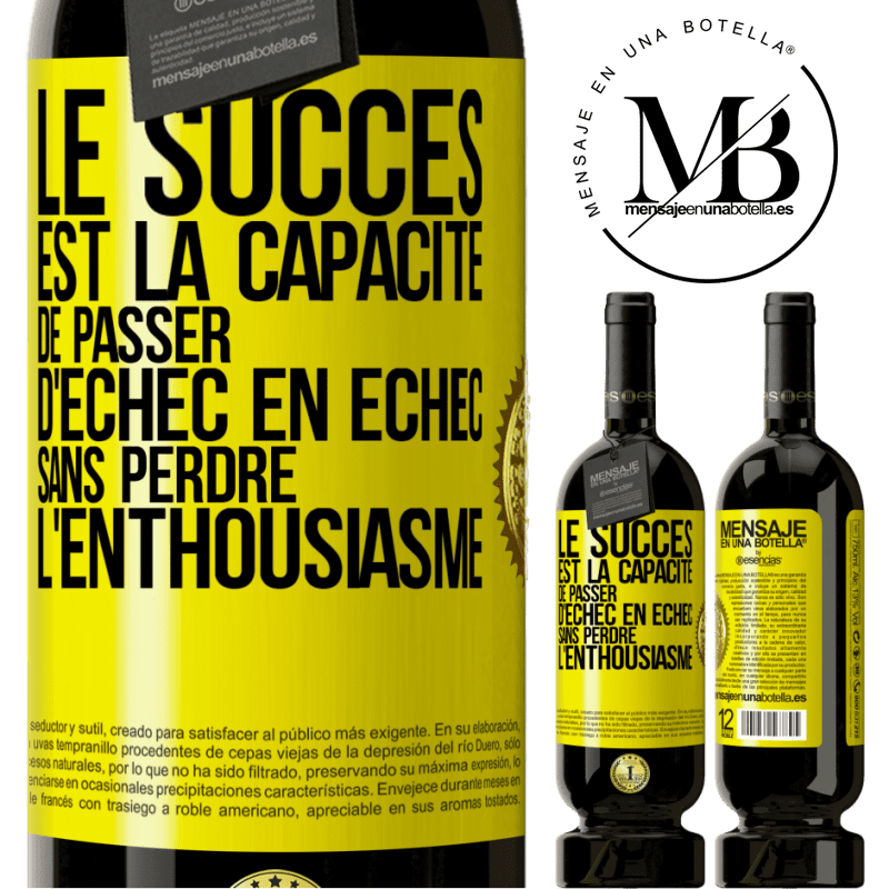 49,95 € Envoi gratuit | Vin rouge Édition Premium MBS® Réserve Le succès est la capacité de passer d'échec en échec sans perdre l'enthousiasme Étiquette Jaune. Étiquette personnalisable Réserve 12 Mois Récolte 2015 Tempranillo