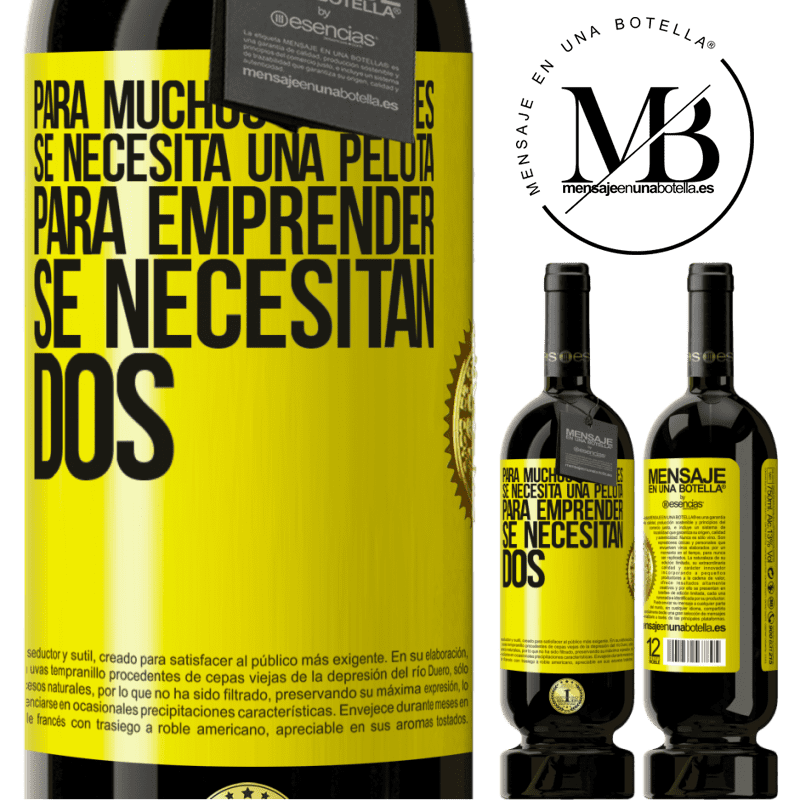 49,95 € Envío gratis | Vino Tinto Edición Premium MBS® Reserva Para muchos deportes se necesita una pelota. Para emprender, se necesitan dos Etiqueta Amarilla. Etiqueta personalizable Reserva 12 Meses Cosecha 2015 Tempranillo