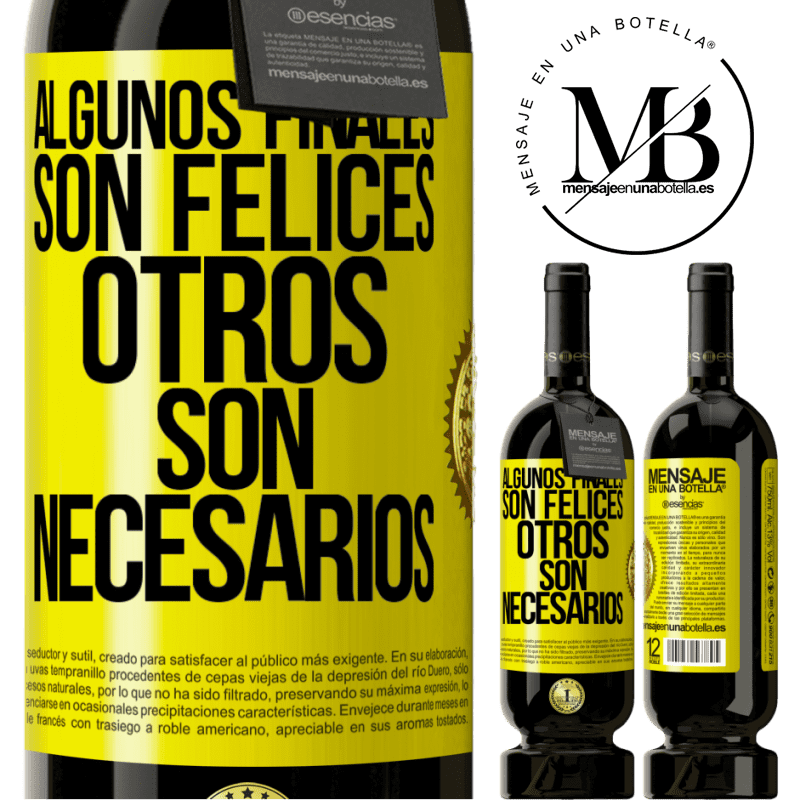 49,95 € Envío gratis | Vino Tinto Edición Premium MBS® Reserva Algunos finales son felices. Otros son necesarios Etiqueta Amarilla. Etiqueta personalizable Reserva 12 Meses Cosecha 2015 Tempranillo