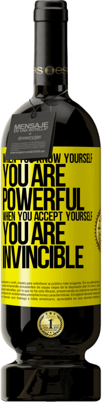 49,95 € 送料無料 | 赤ワイン プレミアム版 MBS® 予約する 自分を知っているとき、あなたは強力です。自分を受け入れるとき、あなたは無敵です 黄色のラベル. カスタマイズ可能なラベル 予約する 12 月 収穫 2016 Tempranillo