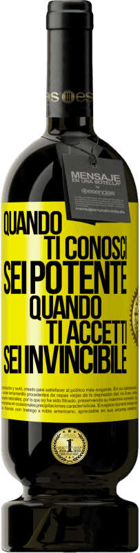 49,95 € | Vino rosso Edizione Premium MBS® Riserva Quando ti conosci, sei potente. Quando ti accetti, sei invincibile Etichetta Gialla. Etichetta personalizzabile Riserva 12 Mesi Raccogliere 2015 Tempranillo