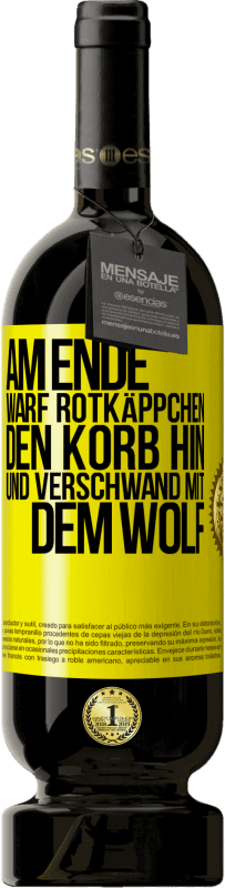 Kostenloser Versand | Rotwein Premium Ausgabe MBS® Reserve Am Ende warf Rotkäppchen den Korb hin und verschwand mit dem Wolf Gelbes Etikett. Anpassbares Etikett Reserve 12 Monate Ernte 2014 Tempranillo