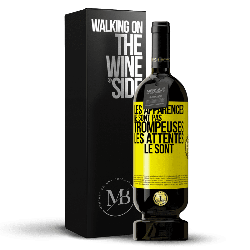 49,95 € Envoi gratuit | Vin rouge Édition Premium MBS® Réserve Les apparences ne sont pas trompeuses. Les attentes le sont Étiquette Jaune. Étiquette personnalisable Réserve 12 Mois Récolte 2014 Tempranillo