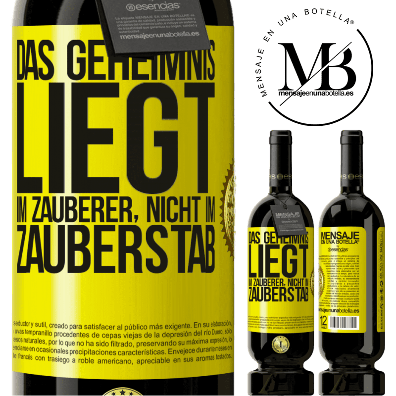 49,95 € Kostenloser Versand | Rotwein Premium Ausgabe MBS® Reserve Das Geheimnis liegt im Zauberer, nicht im Zauberstab Gelbes Etikett. Anpassbares Etikett Reserve 12 Monate Ernte 2014 Tempranillo