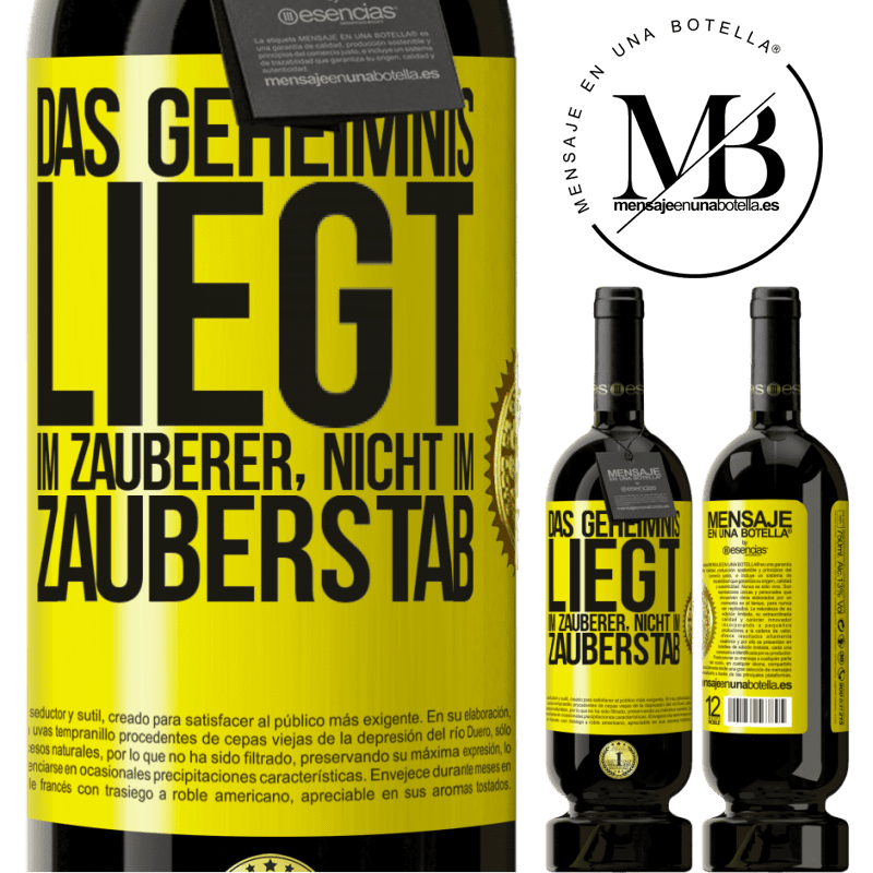 49,95 € Kostenloser Versand | Rotwein Premium Ausgabe MBS® Reserve Das Geheimnis liegt im Zauberer, nicht im Zauberstab Gelbes Etikett. Anpassbares Etikett Reserve 12 Monate Ernte 2016 Tempranillo