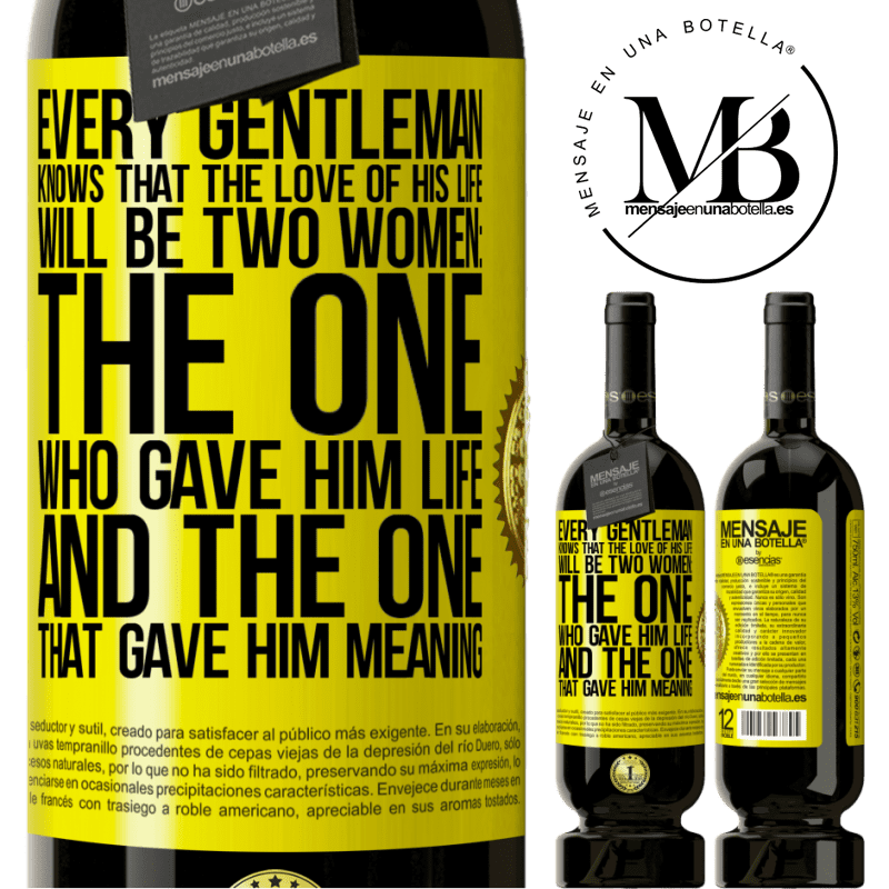 29,95 € Free Shipping | Red Wine Premium Edition MBS® Reserva Every gentleman knows that the love of his life will be two women: the one who gave him life and the one that gave him Yellow Label. Customizable label Reserva 12 Months Harvest 2014 Tempranillo