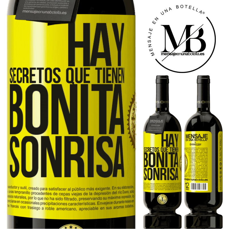 39,95 € Envoi gratuit | Vin rouge Édition Premium MBS® Reserva Il y a des secrets qui ont un beau sourire Étiquette Jaune. Étiquette personnalisable Reserva 12 Mois Récolte 2015 Tempranillo