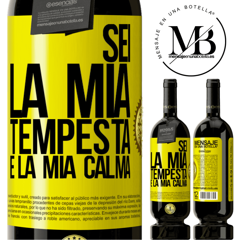 49,95 € Spedizione Gratuita | Vino rosso Edizione Premium MBS® Riserva Sei la mia tempesta e la mia calma Etichetta Gialla. Etichetta personalizzabile Riserva 12 Mesi Raccogliere 2014 Tempranillo