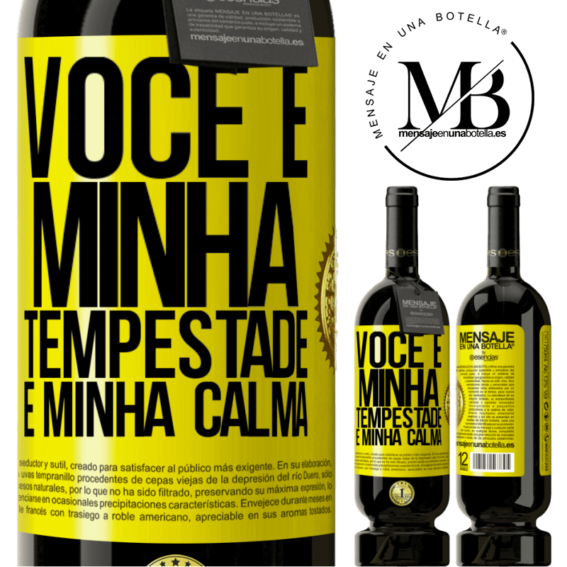 49,95 € Envio grátis | Vinho tinto Edição Premium MBS® Reserva Você é minha tempestade e minha calma Etiqueta Amarela. Etiqueta personalizável Reserva 12 Meses Colheita 2014 Tempranillo