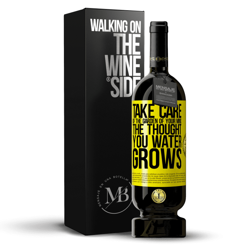 29,95 € Free Shipping | Red Wine Premium Edition MBS® Reserva Take care of the garden of your mind. The thought you water grows Yellow Label. Customizable label Reserva 12 Months Harvest 2014 Tempranillo