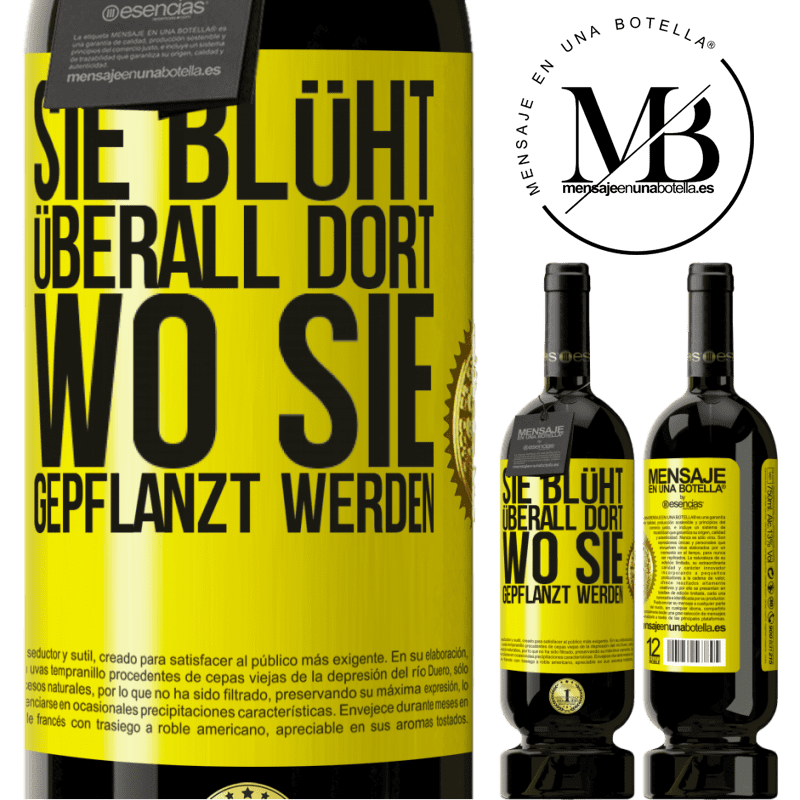 29,95 € Kostenloser Versand | Rotwein Premium Ausgabe MBS® Reserva Sie blüht überall dort, wo Sie gepflanzt werden Gelbes Etikett. Anpassbares Etikett Reserva 12 Monate Ernte 2014 Tempranillo