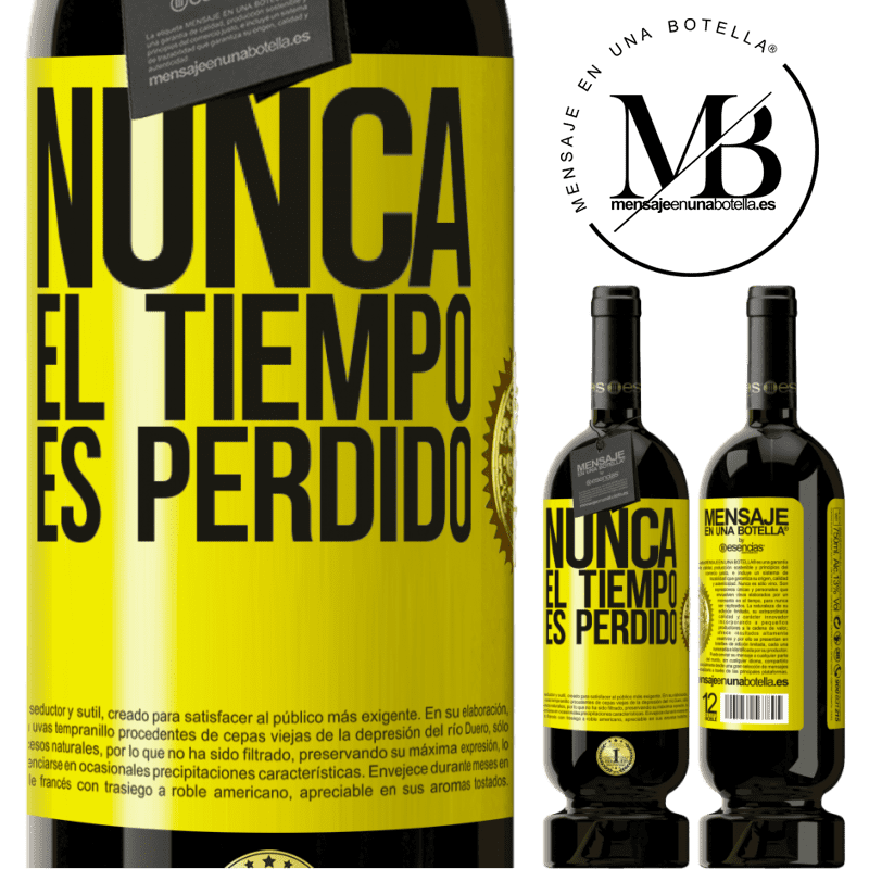 49,95 € Envío gratis | Vino Tinto Edición Premium MBS® Reserva Nunca el tiempo es perdido Etiqueta Amarilla. Etiqueta personalizable Reserva 12 Meses Cosecha 2014 Tempranillo