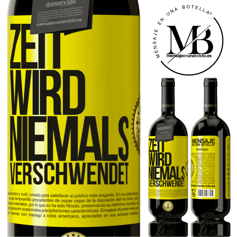 29,95 € Kostenloser Versand | Rotwein Premium Ausgabe MBS® Reserva Zeit wird niemals verschwendet Gelbes Etikett. Anpassbares Etikett Reserva 12 Monate Ernte 2014 Tempranillo