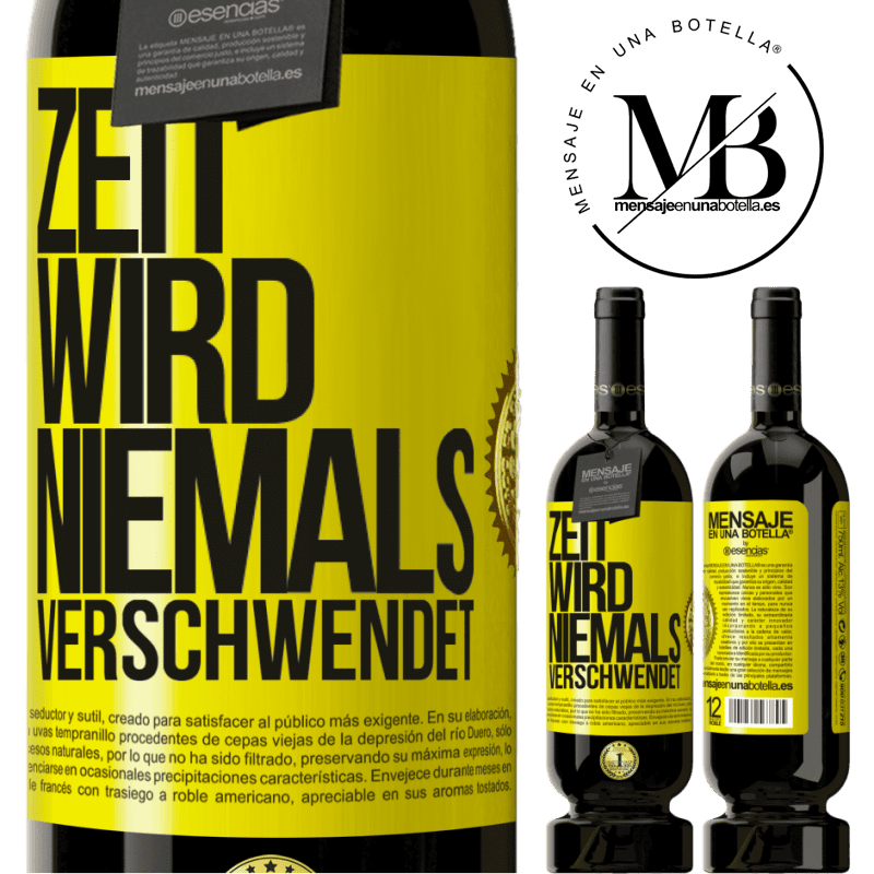 49,95 € Kostenloser Versand | Rotwein Premium Ausgabe MBS® Reserve Zeit wird niemals verschwendet Gelbes Etikett. Anpassbares Etikett Reserve 12 Monate Ernte 2014 Tempranillo