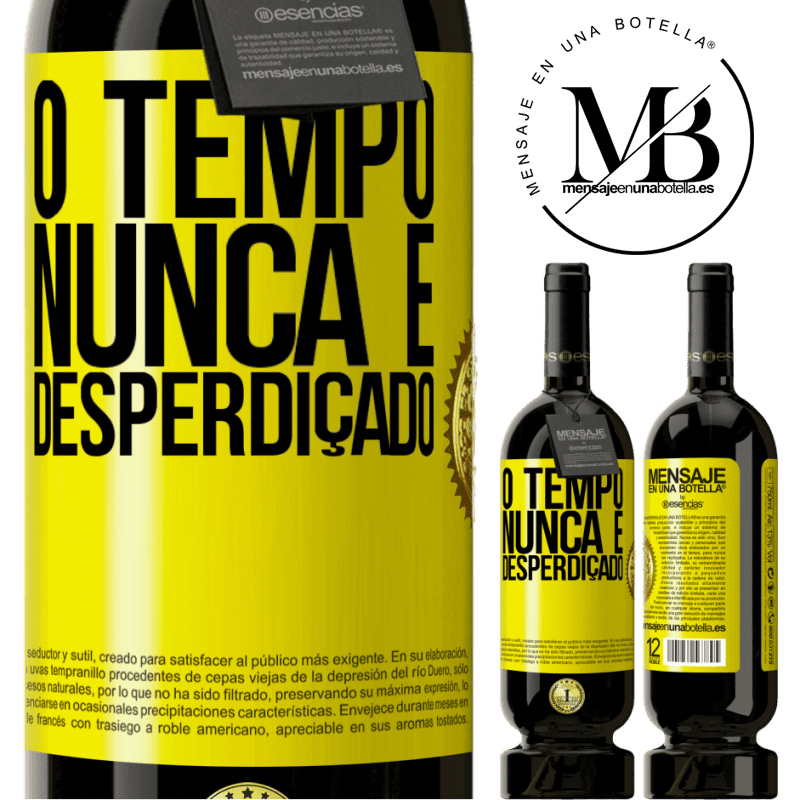 49,95 € Envio grátis | Vinho tinto Edição Premium MBS® Reserva O tempo nunca é desperdiçado Etiqueta Amarela. Etiqueta personalizável Reserva 12 Meses Colheita 2014 Tempranillo