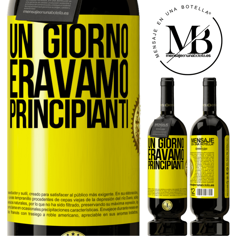 49,95 € Spedizione Gratuita | Vino rosso Edizione Premium MBS® Riserva Un giorno eravamo principianti Etichetta Gialla. Etichetta personalizzabile Riserva 12 Mesi Raccogliere 2015 Tempranillo