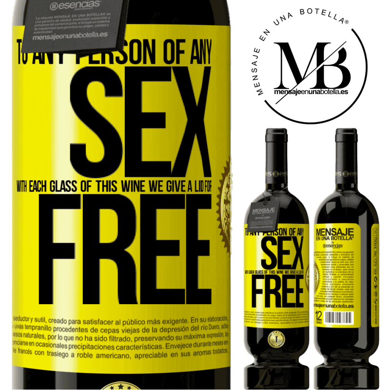 29,95 € Free Shipping | Red Wine Premium Edition MBS® Reserva To any person of any SEX with each glass of this wine we give a lid for FREE Yellow Label. Customizable label Reserva 12 Months Harvest 2014 Tempranillo