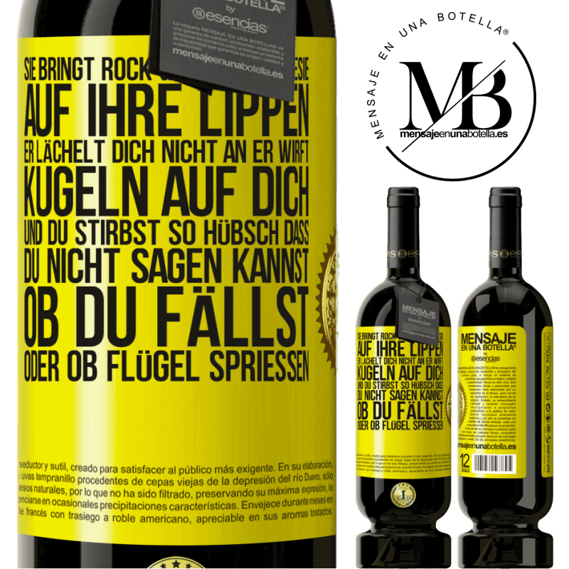 49,95 € Kostenloser Versand | Rotwein Premium Ausgabe MBS® Reserve Sie hat Rock & Roll in ihr und Poesie auf ihre Lippen. Sie lächelt dich nicht an, sie wirft Kugeln auf dich und du stirbst so sc Gelbes Etikett. Anpassbares Etikett Reserve 12 Monate Ernte 2014 Tempranillo