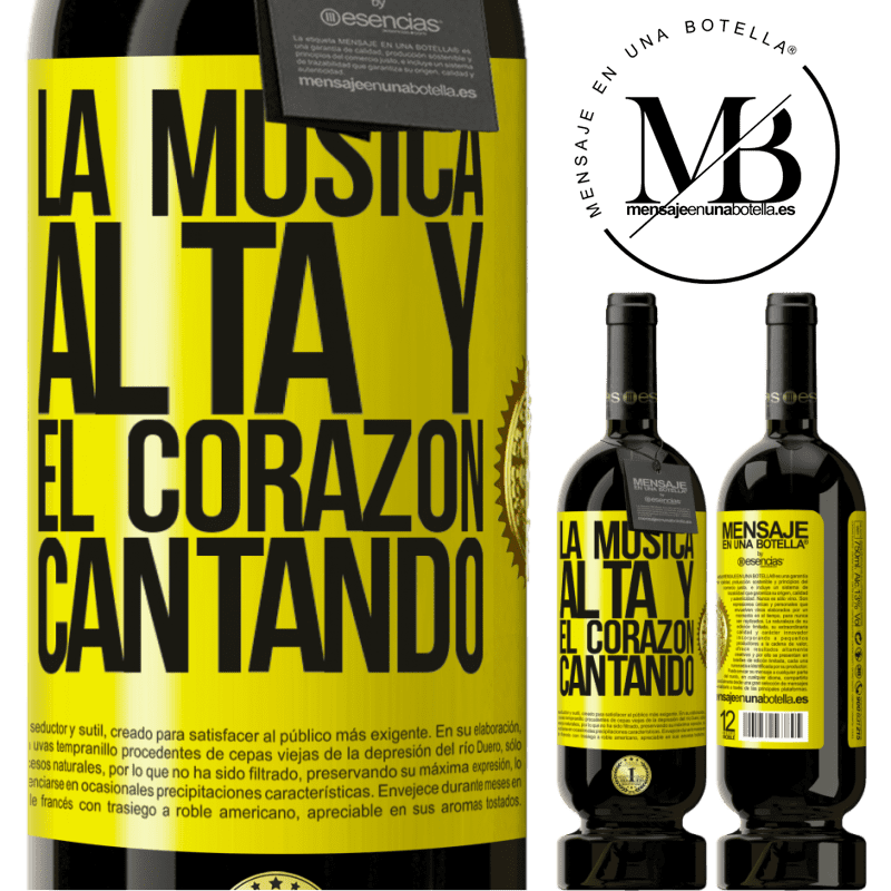 49,95 € Envío gratis | Vino Tinto Edición Premium MBS® Reserva La música alta y el corazón cantando Etiqueta Amarilla. Etiqueta personalizable Reserva 12 Meses Cosecha 2014 Tempranillo