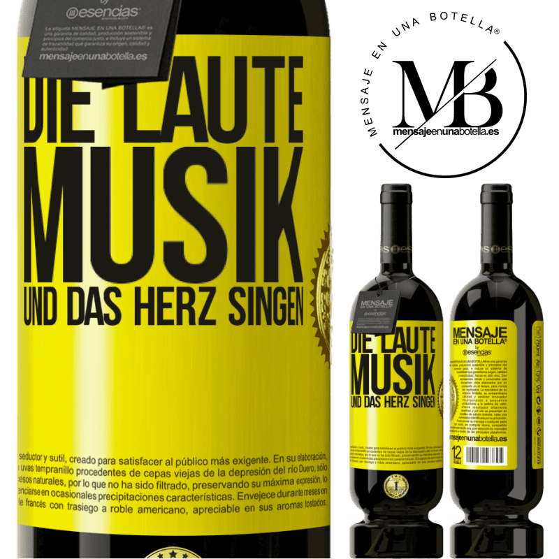 49,95 € Kostenloser Versand | Rotwein Premium Ausgabe MBS® Reserve Musik laut und Herz singend Gelbes Etikett. Anpassbares Etikett Reserve 12 Monate Ernte 2014 Tempranillo