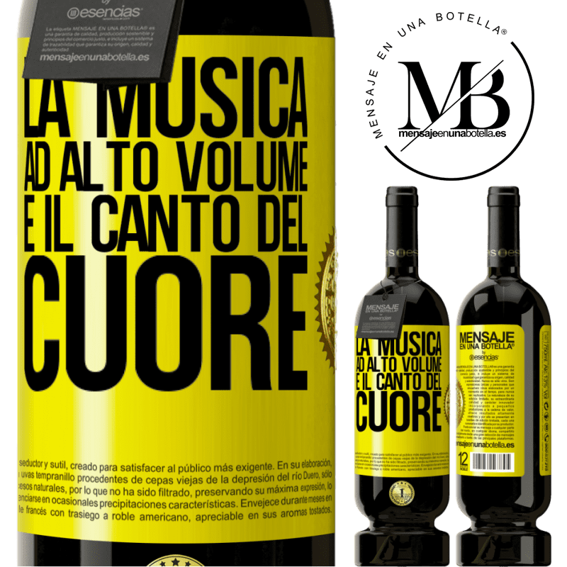 49,95 € Spedizione Gratuita | Vino rosso Edizione Premium MBS® Riserva La musica ad alto volume e il canto del cuore Etichetta Gialla. Etichetta personalizzabile Riserva 12 Mesi Raccogliere 2014 Tempranillo