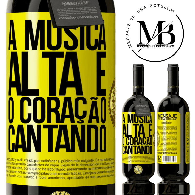 49,95 € Envio grátis | Vinho tinto Edição Premium MBS® Reserva A música alta e o coração cantando Etiqueta Amarela. Etiqueta personalizável Reserva 12 Meses Colheita 2014 Tempranillo