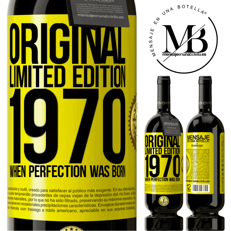 29,95 € Free Shipping | Red Wine Premium Edition MBS® Reserva Original. Limited edition. 1970. When perfection was born Yellow Label. Customizable label Reserva 12 Months Harvest 2014 Tempranillo