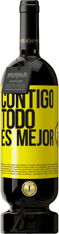 Envío gratis | Vino Tinto Edición Premium MBS® Reserva Contigo todo es mejor Etiqueta Amarilla. Etiqueta personalizable Reserva 12 Meses Cosecha 2016 Tempranillo