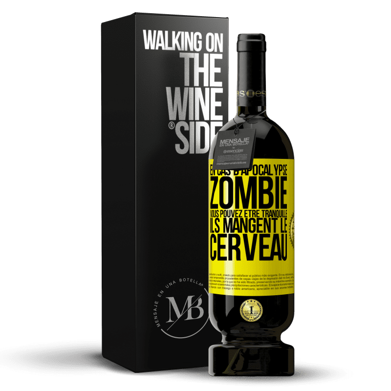 49,95 € Envoi gratuit | Vin rouge Édition Premium MBS® Réserve En cas d'apocalypse zombie vous pouvez être tranquille, ils mangent le cerveau Étiquette Jaune. Étiquette personnalisable Réserve 12 Mois Récolte 2014 Tempranillo