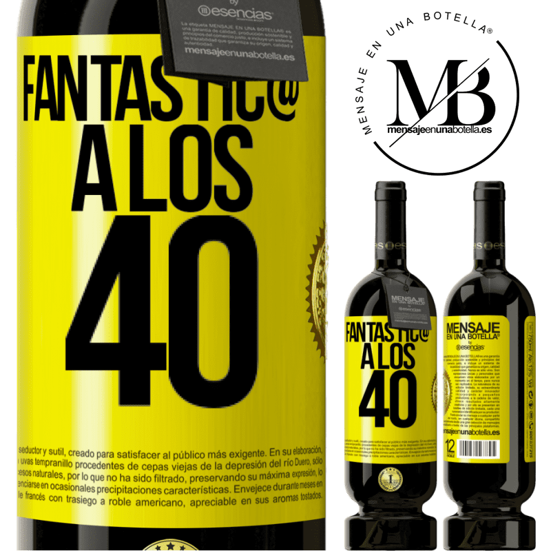 39,95 € Envío gratis | Vino Tinto Edición Premium MBS® Reserva Fantástica a los 40 Etiqueta Amarilla. Etiqueta personalizable Reserva 12 Meses Cosecha 2015 Tempranillo
