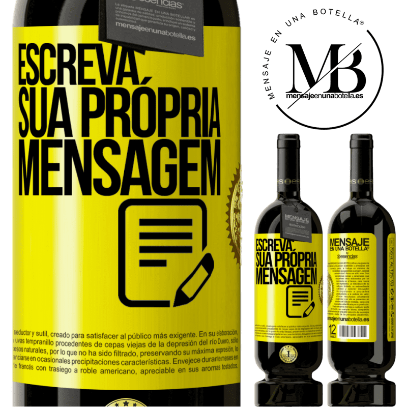 49,95 € Envio grátis | Vinho tinto Edição Premium MBS® Reserva Escreva sua própria mensagem Etiqueta Amarela. Etiqueta personalizável Reserva 12 Meses Colheita 2016 Tempranillo