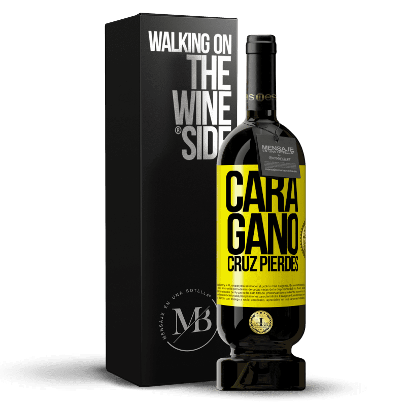 49,95 € Envío gratis | Vino Tinto Edición Premium MBS® Reserva Cara gano, cruz pierdes Etiqueta Amarilla. Etiqueta personalizable Reserva 12 Meses Cosecha 2016 Tempranillo