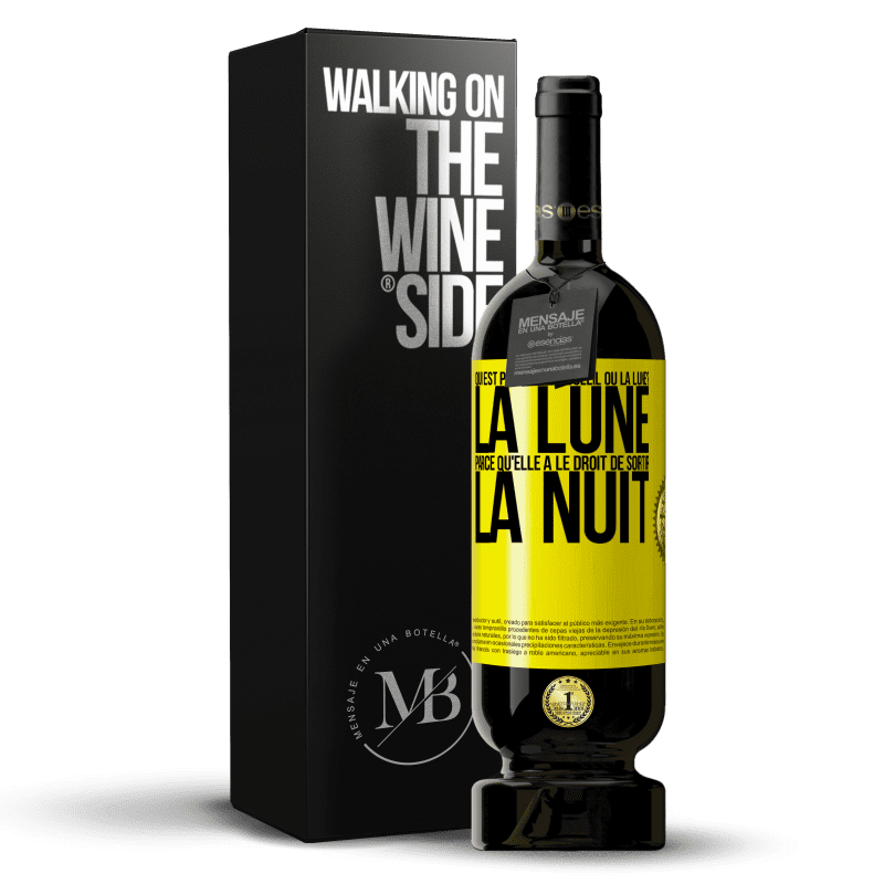 49,95 € Envoi gratuit | Vin rouge Édition Premium MBS® Réserve Qui est plus agé, le soleil ou la lune? La lune, parce qu'elle a le droit de sortir la nuit Étiquette Jaune. Étiquette personnalisable Réserve 12 Mois Récolte 2014 Tempranillo